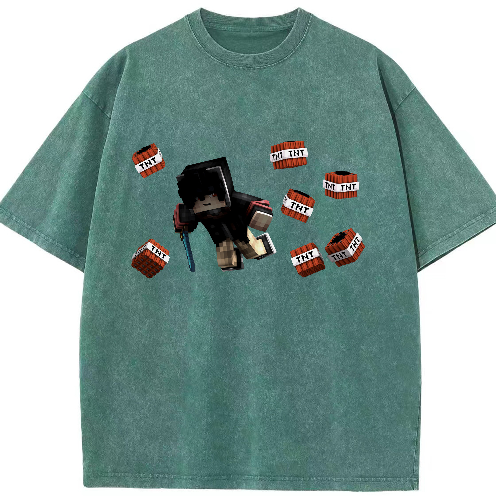（画像用） マインクラフト ブロックの世界 Minecraft MC Block world 綿100% ヴィンテージ風 半袖Tシャツ（フロントプリント）